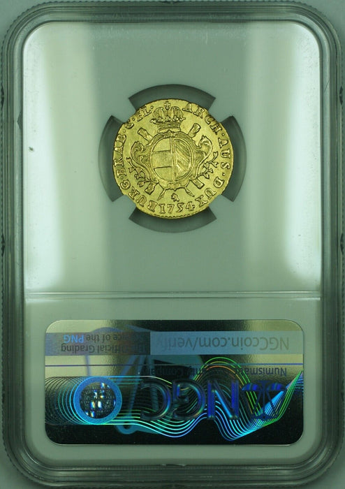 1754 Austrian Netherlands 1/2 Souverain Gold Coin  NGC XF Details - Cleaned