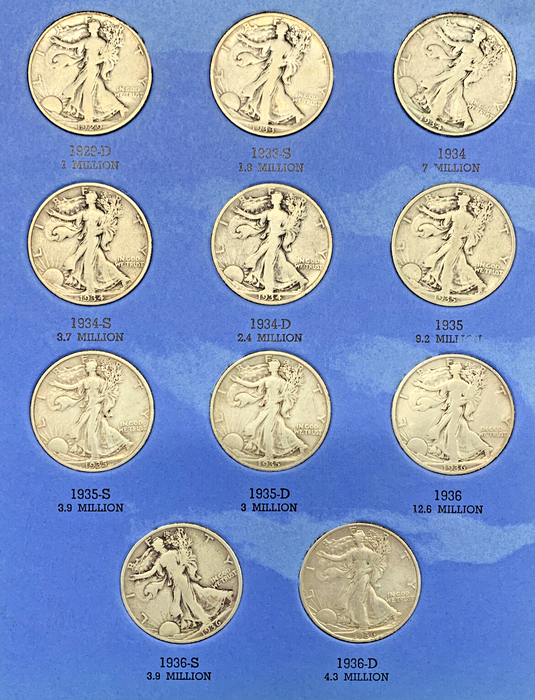 1916-1947 Walking Liberty Half Dollar Complete Set-Whitman Coin Folder (A)