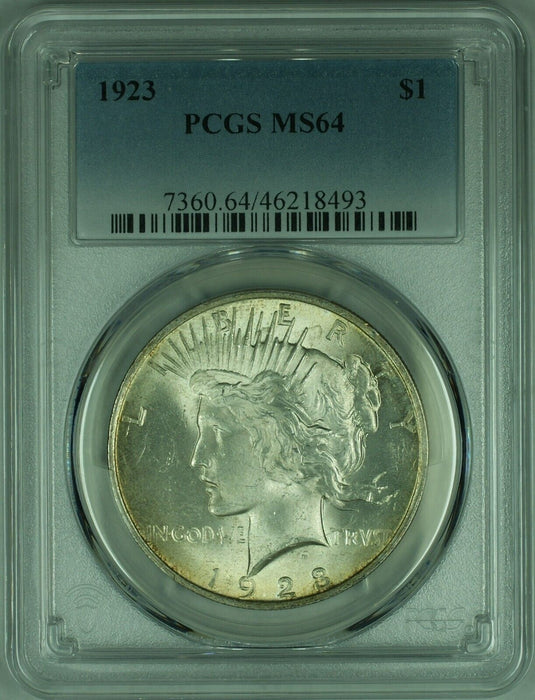 1923 Peace Silver Dollar S$1  PCGS MS-64 W/Light Toning   (25)