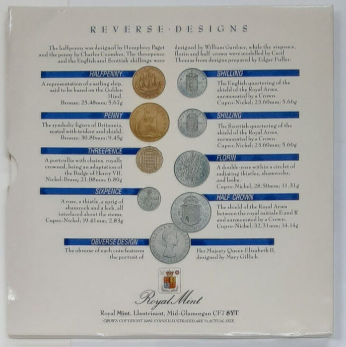 1989 United Kingdom BU 8 Coin Set (Pound/Shilling/Pence) in Royal Mint OGP