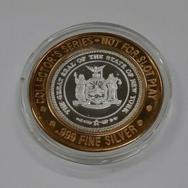 $10 Trump Plaza Gaming Token Fine Silver Ctr/State Seals - New York