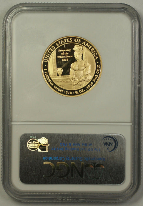 2008-W Elizabeth Monroe First Spouse 1/2 Oz 9999 Gold $10 Coin NGC PF-69 (JAB)