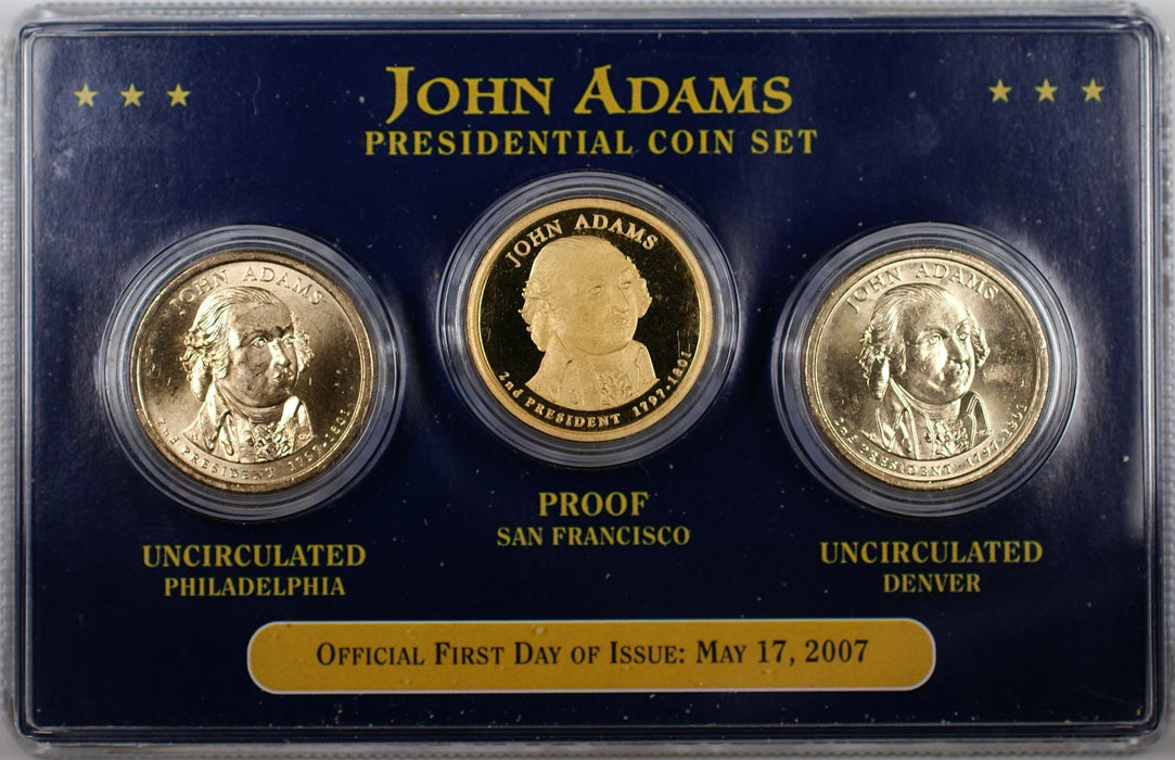 2007 John Adams Presidential Coin Set First Day of Issue $1