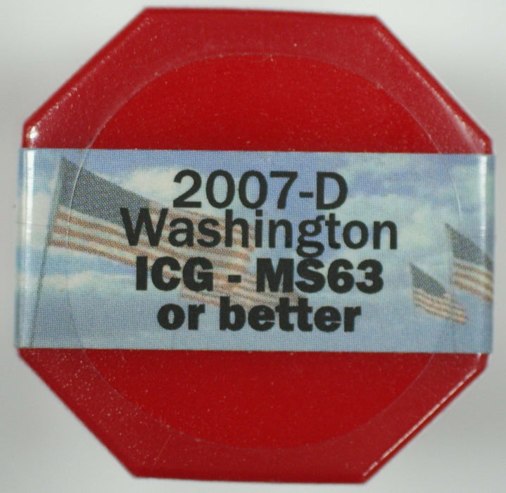2007 D Washington State Quarter in Red Plastic Roll- 20 Coins- Sealed