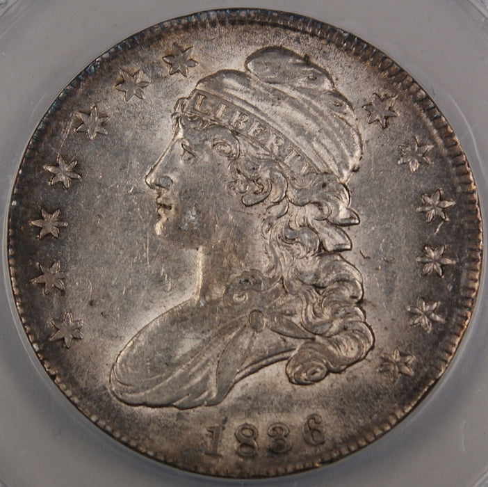 1836 Capped Bust Silver Half Dollar ANACS AU-58 Details Cleaned