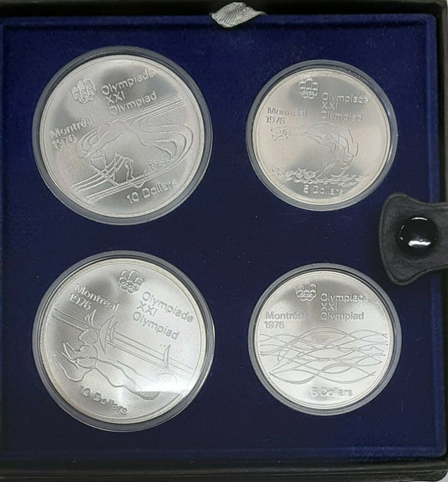 1975 Canada Montreal Olympic Games .925 Silver Four Coin Set in RCM OGP