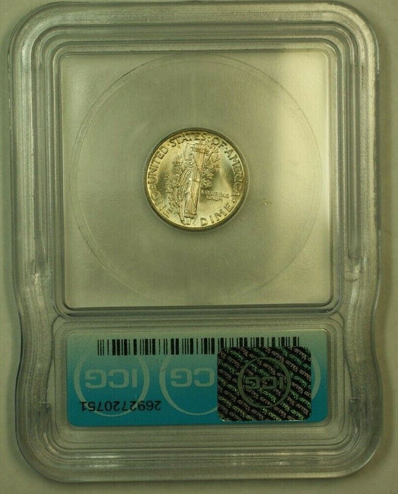 1943 Silver Mercury Dime 10c Coin ICG MS-65 C Lightly Toned