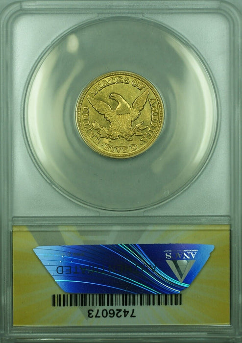 1848-D Liberty Head Half Eagle $5 Gold Coin ANACS AU-53 Dmg-Tooled-Cleaned