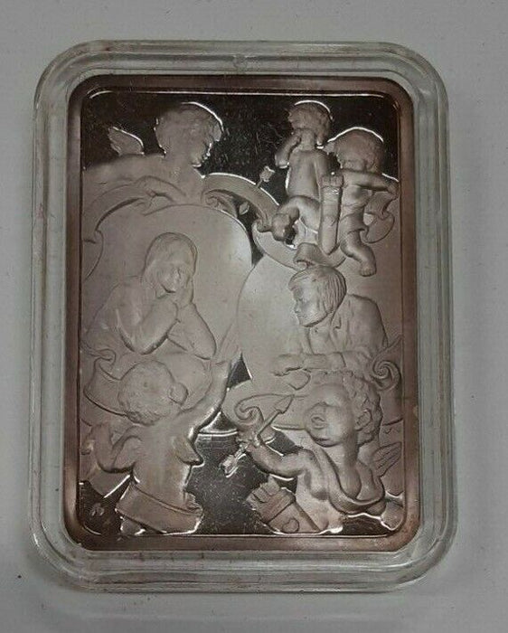 1976 Hamilton Mint Valentines Day 1 Troy Oz .999 Fine Silver Ingot in Case