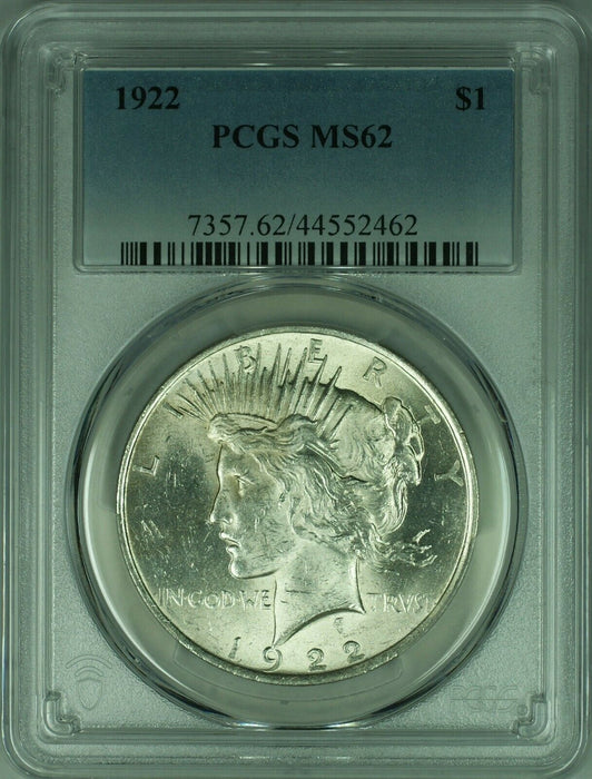 1922 Peace Silver Dollar S$1 PCGS MS-62 (28A)