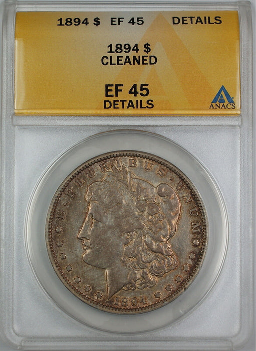 1894 Morgan Silver Dollar, ANACS EF-45 Details - Cleaned, Extra Fine Coin (b)