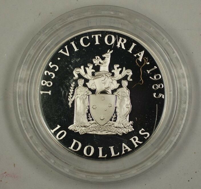 1985 Australian $10 State Series Victoria 150 Years 1835-1985 Silver Coin