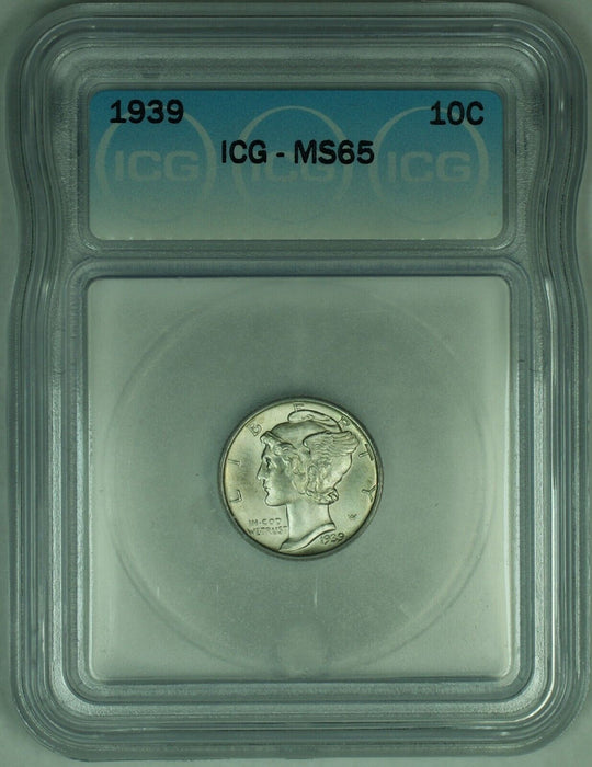 1939 Mercury Silver Dime 10c Coin ICG MS 65 (53) B