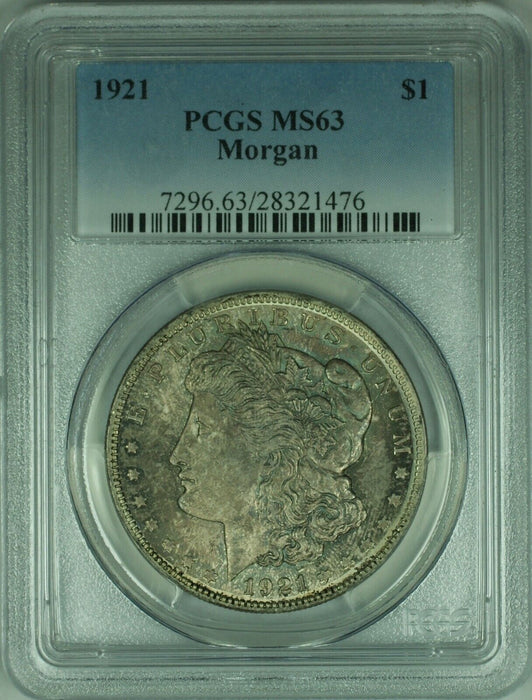 1921 Morgan Silver Dollar S$1 PCGS MS-63 Beautiful Toning "Wine in Sand" (31 F)