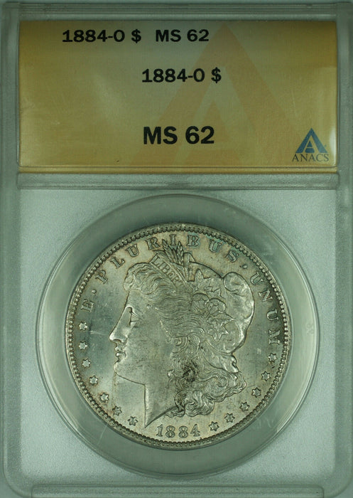 1884-O Morgan Silver Dollar $1 Coin ANACS MS-62 Lightly Toned