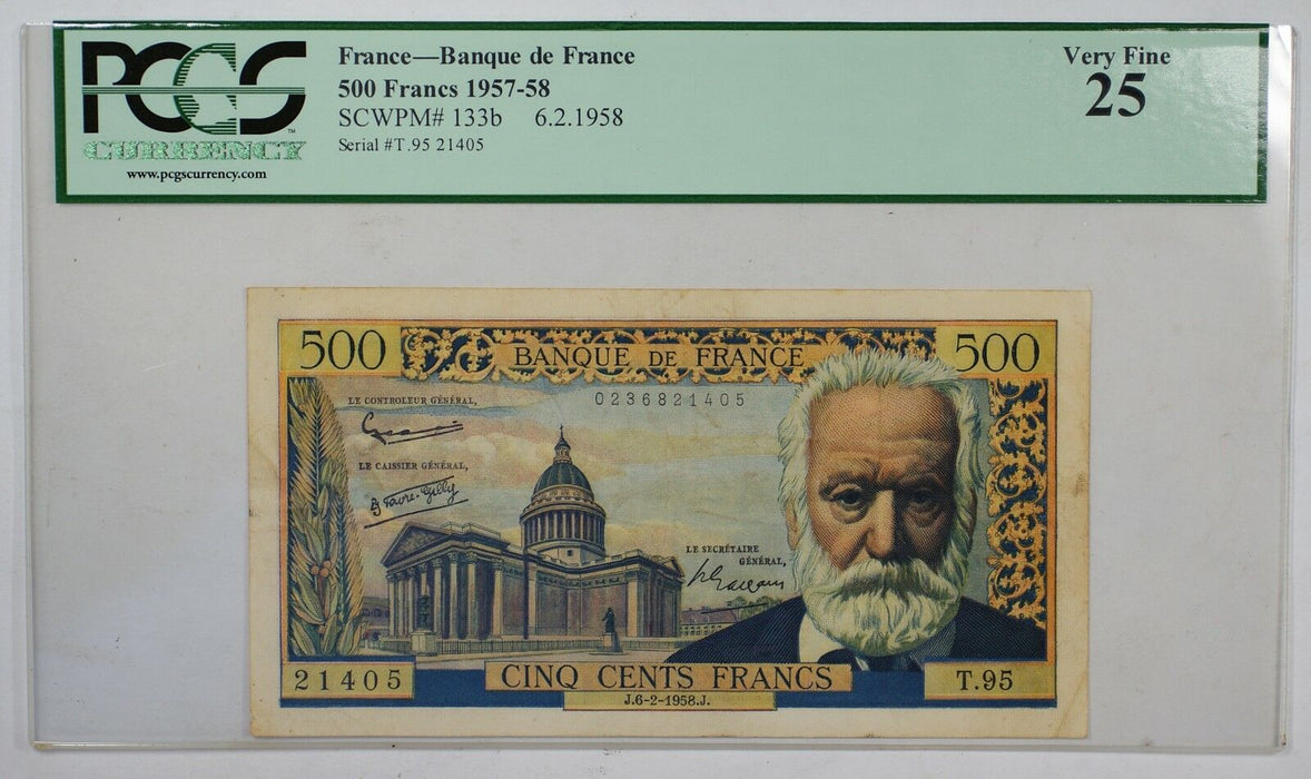 1957-58 France 500 Francs Banque de France PCGS VF Very Fine 25