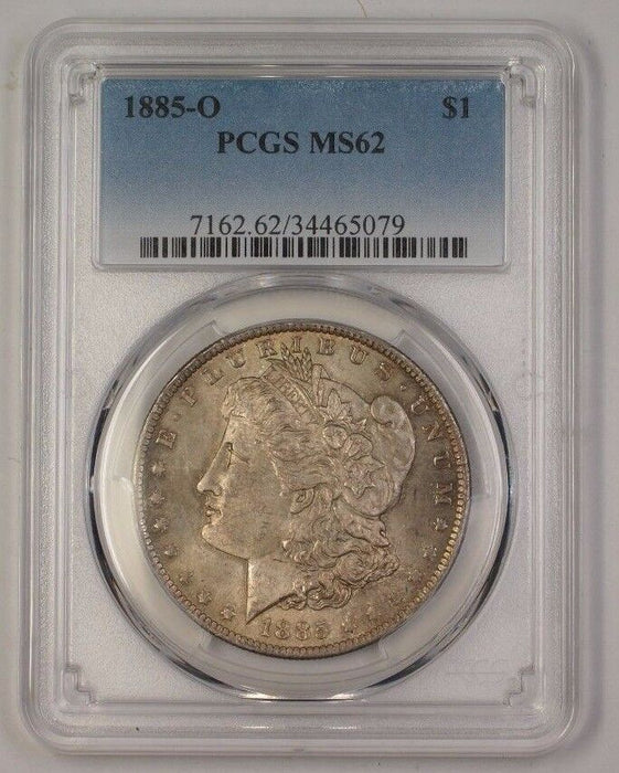 1885-O US Morgan Silver Dollar $1 Coin PCGS MS-62 Toned (17)