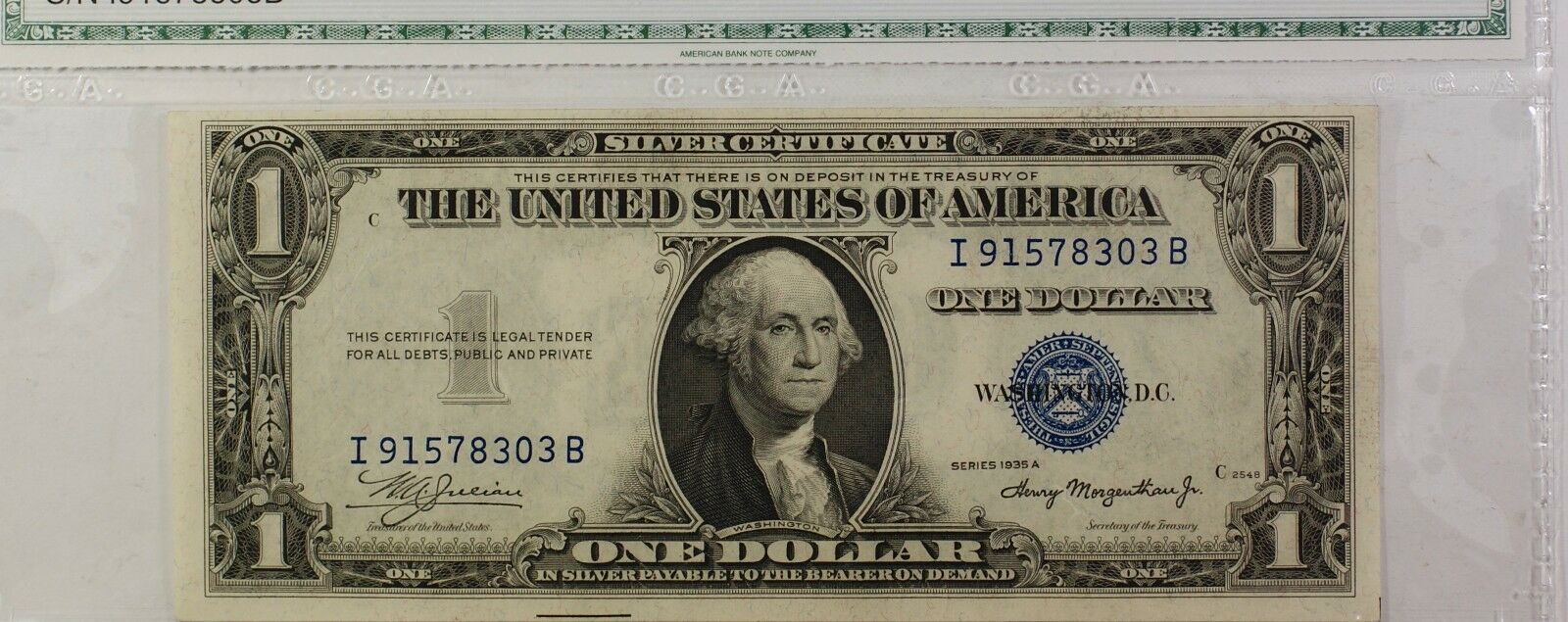 1935 A $1 One Dollar Silver Certificate, in Holder, Very Choice Uncirculated