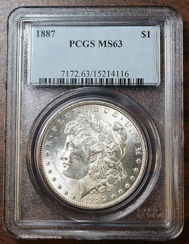 1887 Morgan Silver Dollar, PCGS MS-63, MONTSTER TONED!!