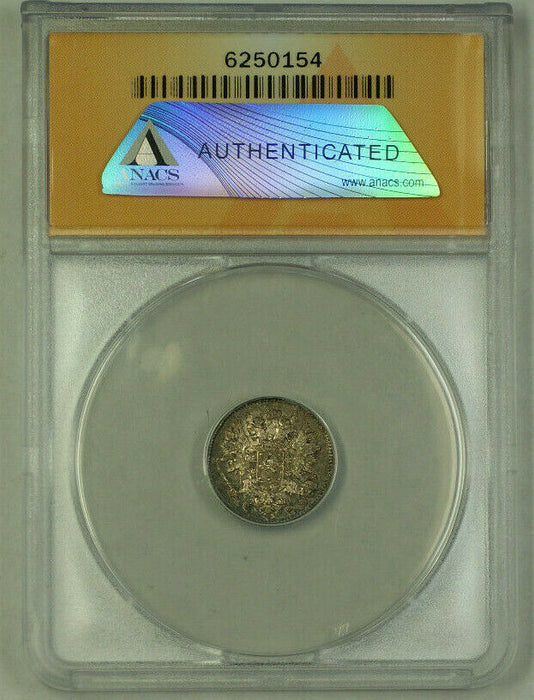 1890-L Finland Silver 25 Pennia Coin ANACS AU 58 Toned