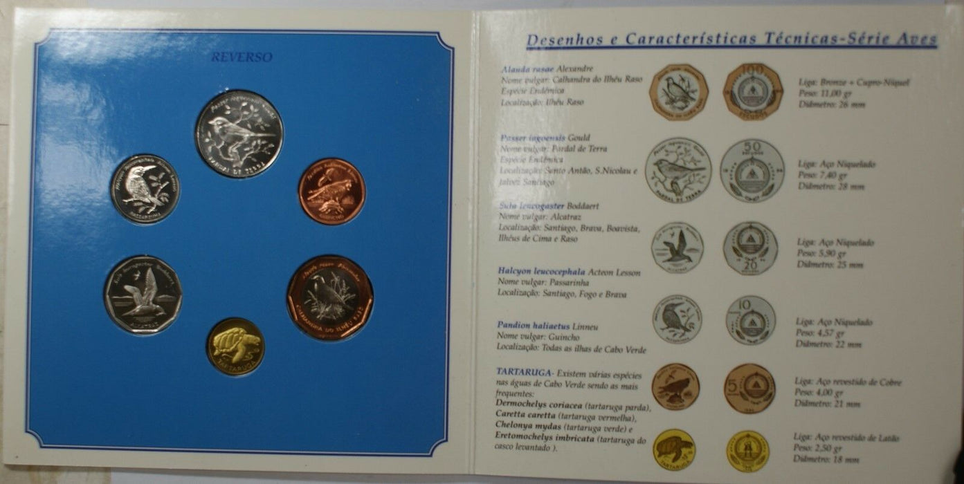 1994 Cape Verde Official Mint Set Aves Birds 6 Coins Brilliant Uncirculated
