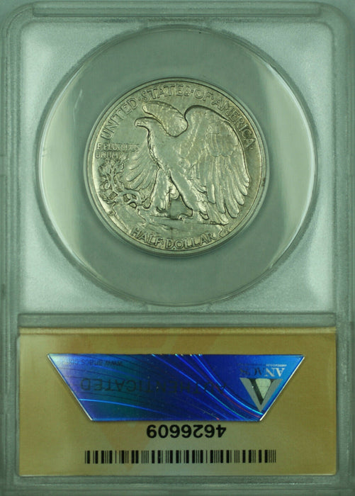 1938-D Walking Liberty Silver Half Dollar 50c Coin ANACS EF-40 XF Details