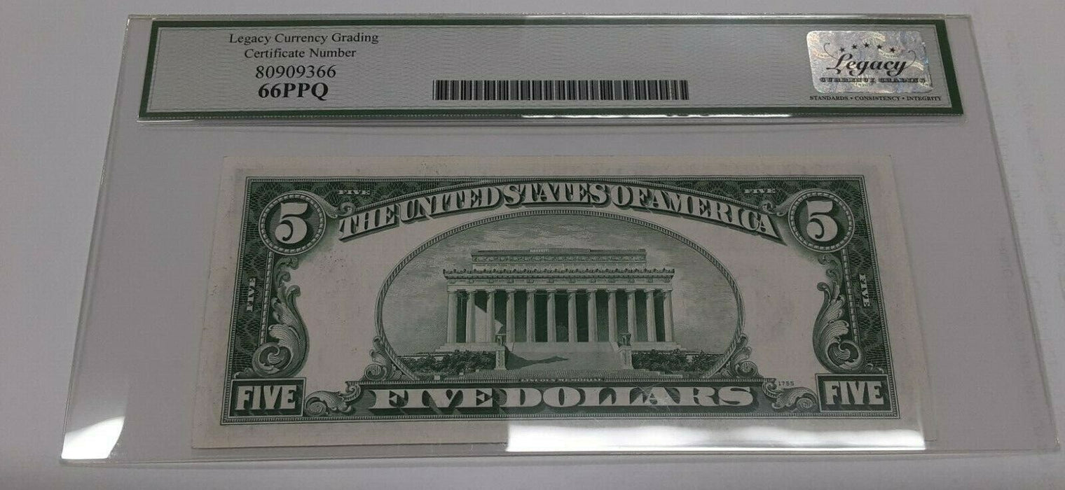 1934-C $5 FRN Wide Face Note, C-A Block Legacy Gem New-66 PPQ, Fr. 1959-C