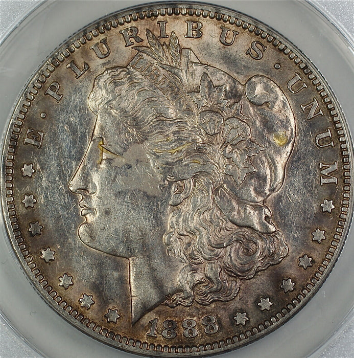 1888-S Morgan Silver Dollar Coin, ANACS AU-55 Details, Cleaned, Nicely Toned AKR