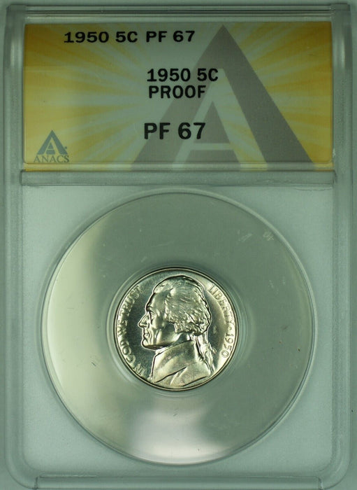 1950 Jefferson Nickel Proof 5C ANACS PR 67 (51)