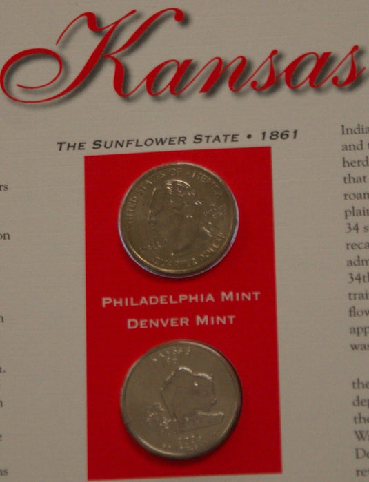 Kansas 2005 P&D Quarter for Anniversery of Statehood Bonus Stamp