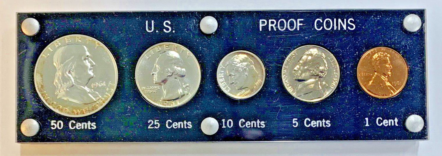 1961 US Mint Proof 5 Coin Set-Black Capital Holder