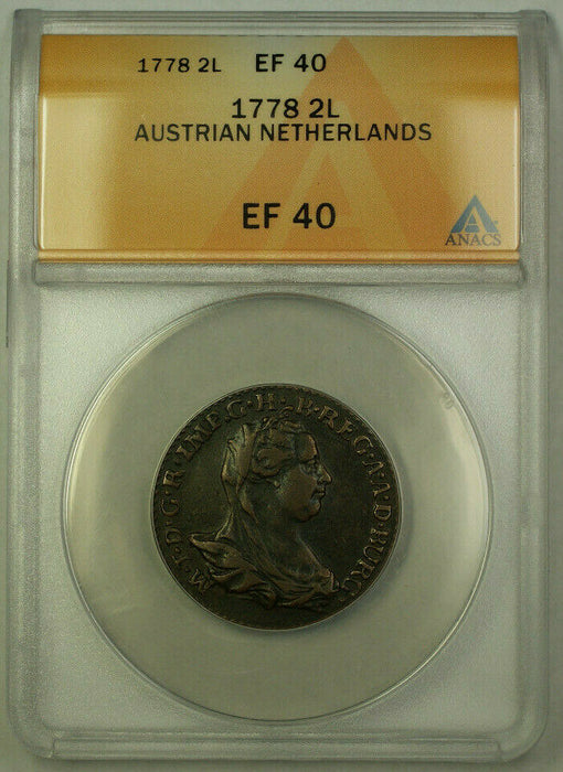 1778 Austrian Netherlands 2 Liards Coin ANACS EF-40