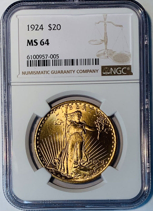 1924 Saint Gaudens $20 Gold Double Eagle NGC MS 64