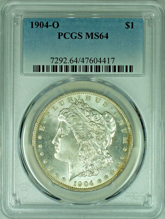 1904-O Morgan Silver Dollar $1 Coin Toned REV PCGS MS 64 (48) i