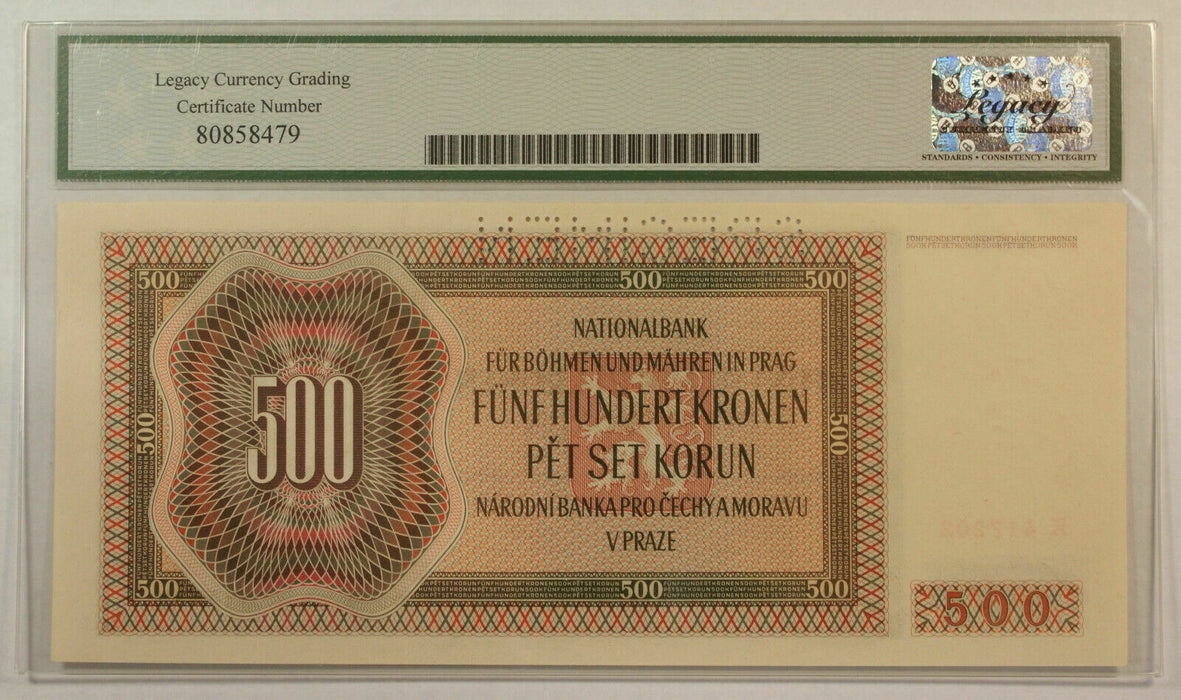 1942 500 Korun Specimen Bohemia Moravia Protectorat Currency Note Legacy 67 PPQ