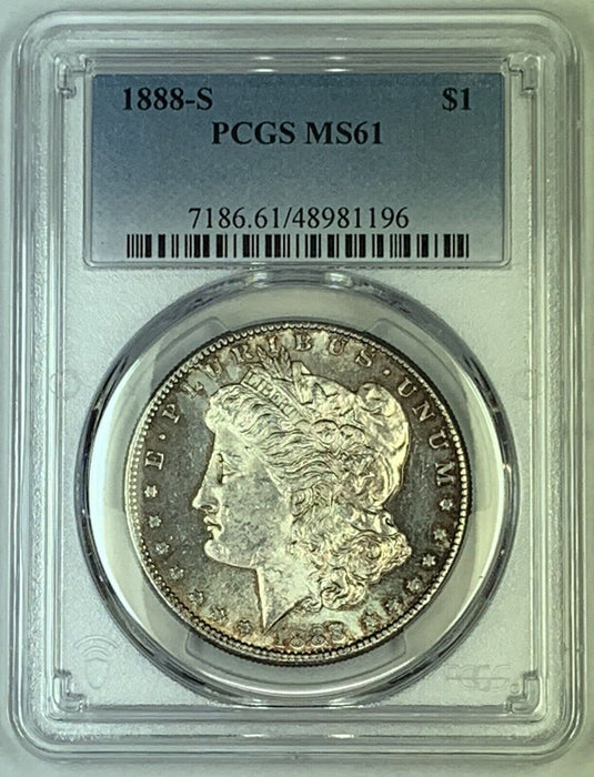 1888-S Morgan Silver $1 Dollar Coin Toned PCGS MS 61 Looks Better (7)