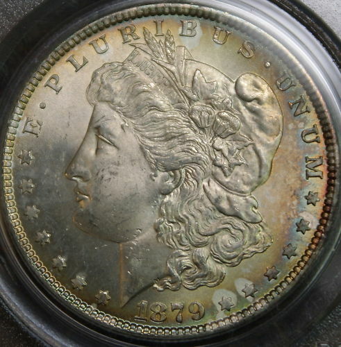 1879-S Silver Morgan Dollar Coin, PCGS MS-64 Toned