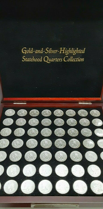 1999-2008 US Gold/Silver Highlights State Quarters 56 Coin Set in Wood Case
