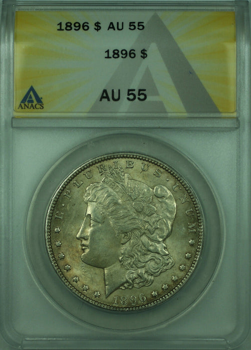 1896 Morgan Silver Dollar $1 Coin ANACS AU-55 Lightly Toned Better Coin (28)