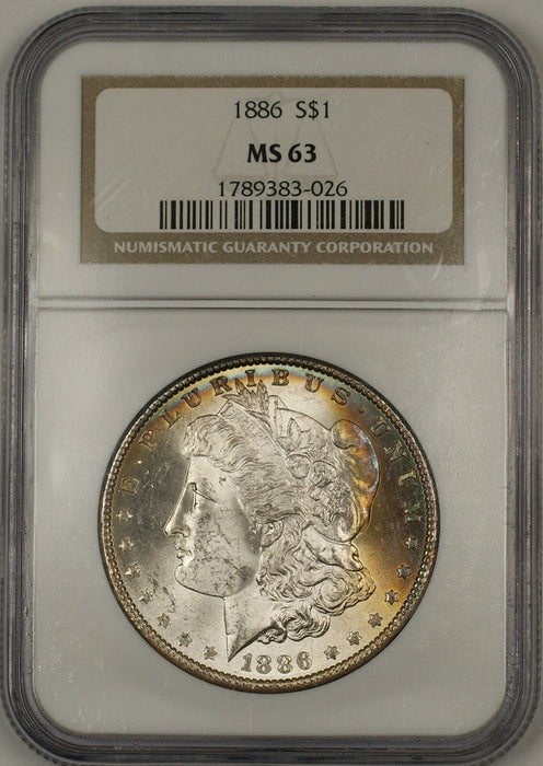 1886 Morgan Silver Dollar $1 Coin NGC MS-63 Nicely Toned (13a)