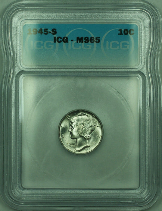 1945-S Mercury Silver Dime 10c Coin ICG MS-65 (VVV)