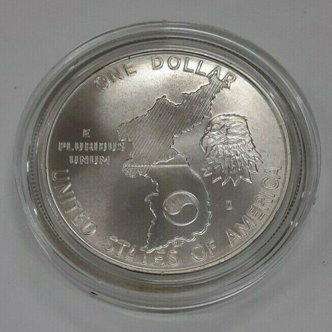 1991-D Korean War Memorial UNC Silver $1 Commemorative Coin in Capsule ONLY
