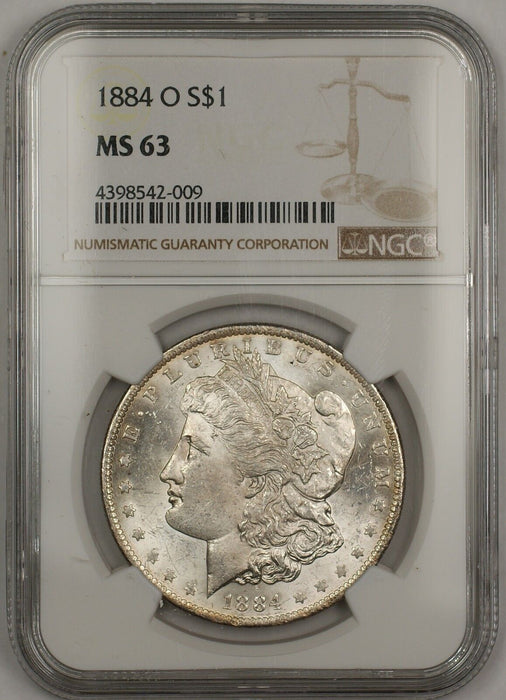1884-O Morgan Silver Dollar $1 Coin NGC MS-63 (13a)
