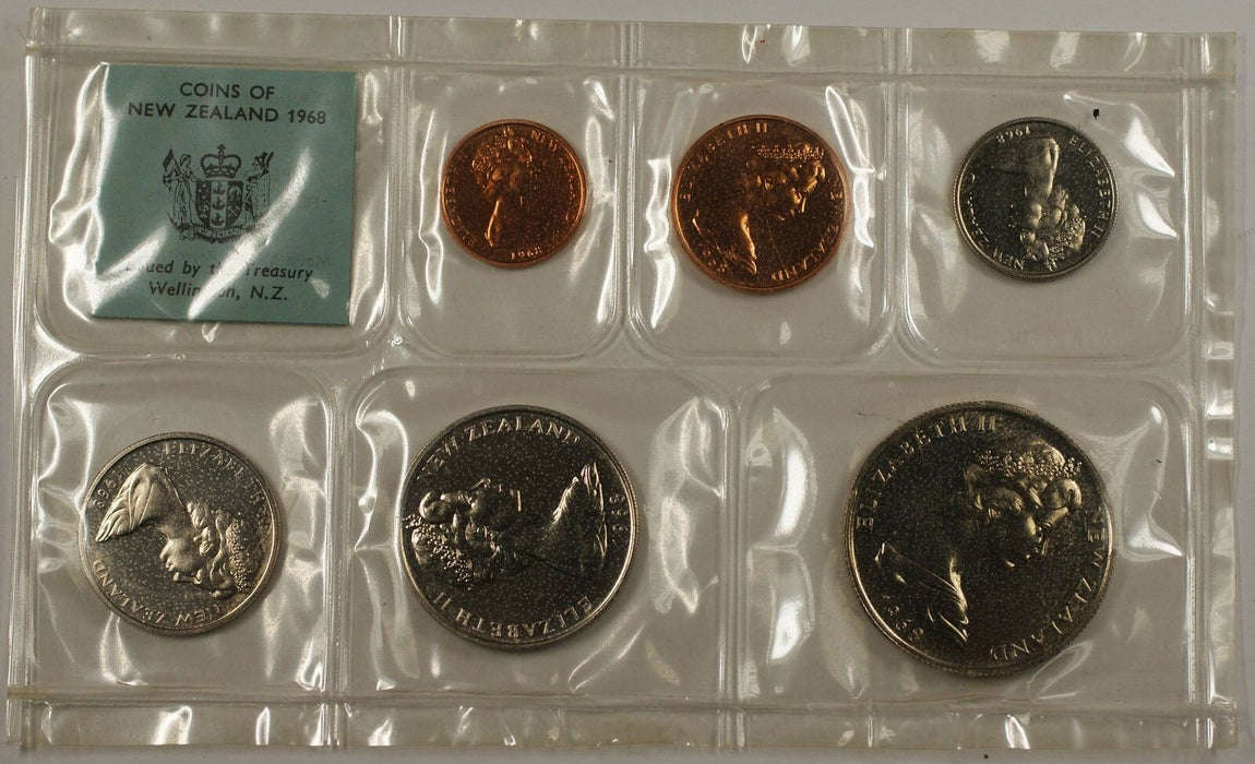 1968 New Zealand Proof Like Set 6 Coins in Plastic Case