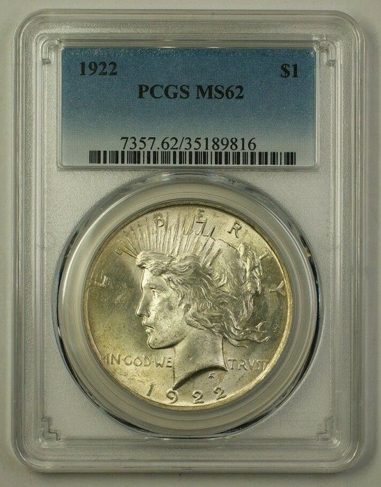 1922 Peace Silver Dollar $1 Coin PCGS MS-62 (Better) (I) (18)