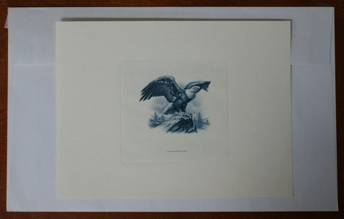 BEP souvenir card B 70 IPMS 1984 proof eagle on rock vignette blue