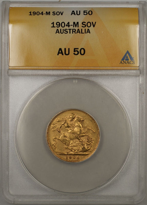 1904-M Australia Sovereign Gold Coin ANACS AU-50 (AMT)