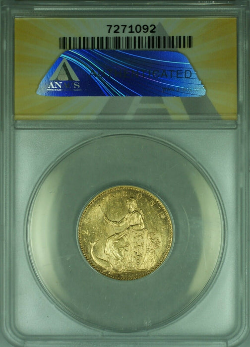 1873 Denmark 20 Kroner Gold Coin ANACS MS-62