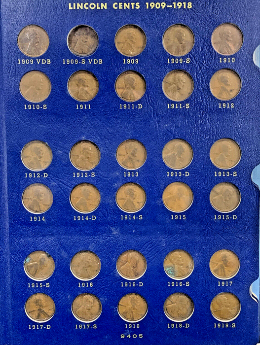 1909-1970 Lincoln Wheat Cent Almost Complete Set-Whitman Deluxe Album (A)