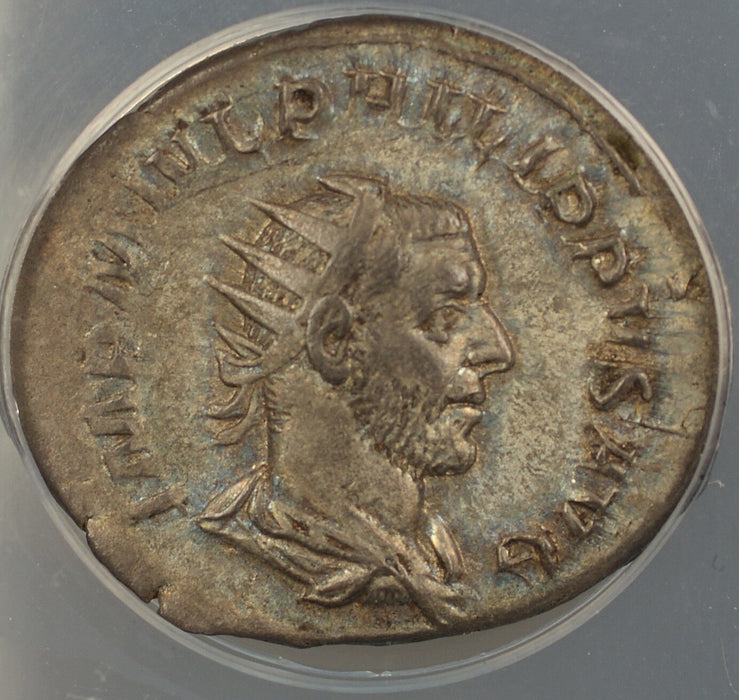 AD 244-249 Ancient Roman Silver Coin Philip I Rome Mint - Grade ANACS EF-45 AKR!